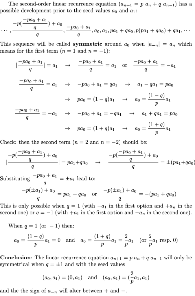 symmetry of linear recurrence sequences