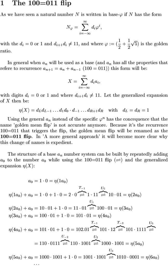 The 100=011 flip
